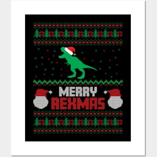 Merry Rexmas ugly christmas sweater Posters and Art